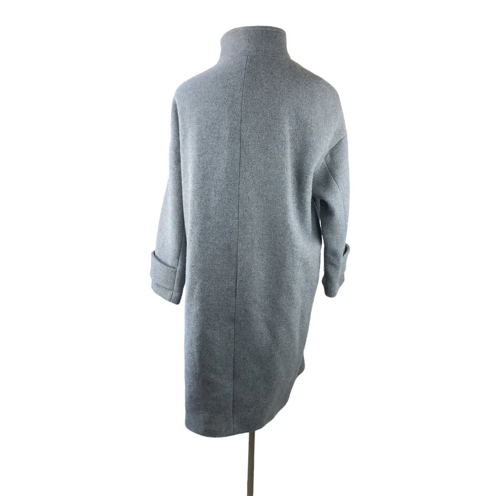Zara Basic Asymmetric Button Coat Wool Blend Gray Women's Size XL - Picture 4 of 10